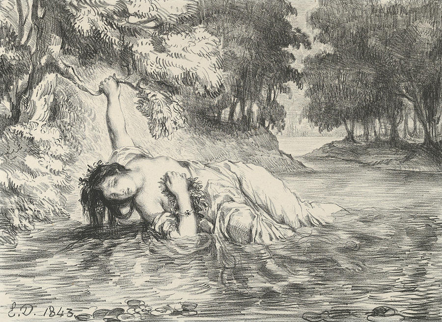 Death of Ophelia Relief by Eugene Delacroix
