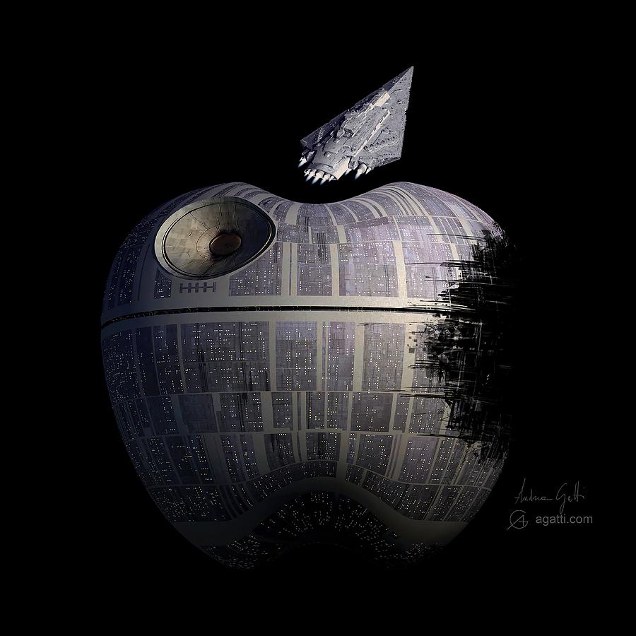 Death Star Apple Digital Art by Andrea Gatti