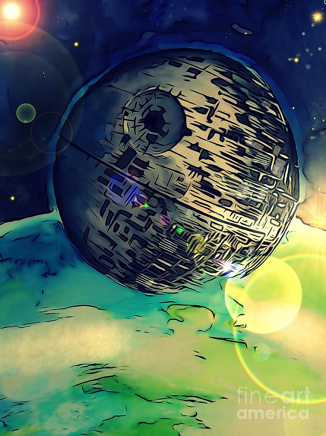 Star Wars Drawing - Death Star Illustration  by Moore Creative Images