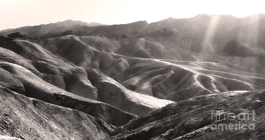 Black And White Painting - Death Valley Zabriskie Point Sepia by Gregory Dyer