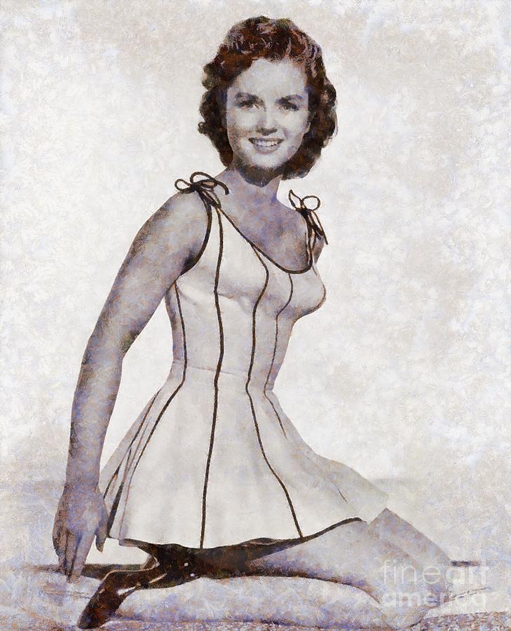 Hollywood Painting - Debbie Reynolds, Vintage Actress by Sarah Kirk by Esoterica Art Agency