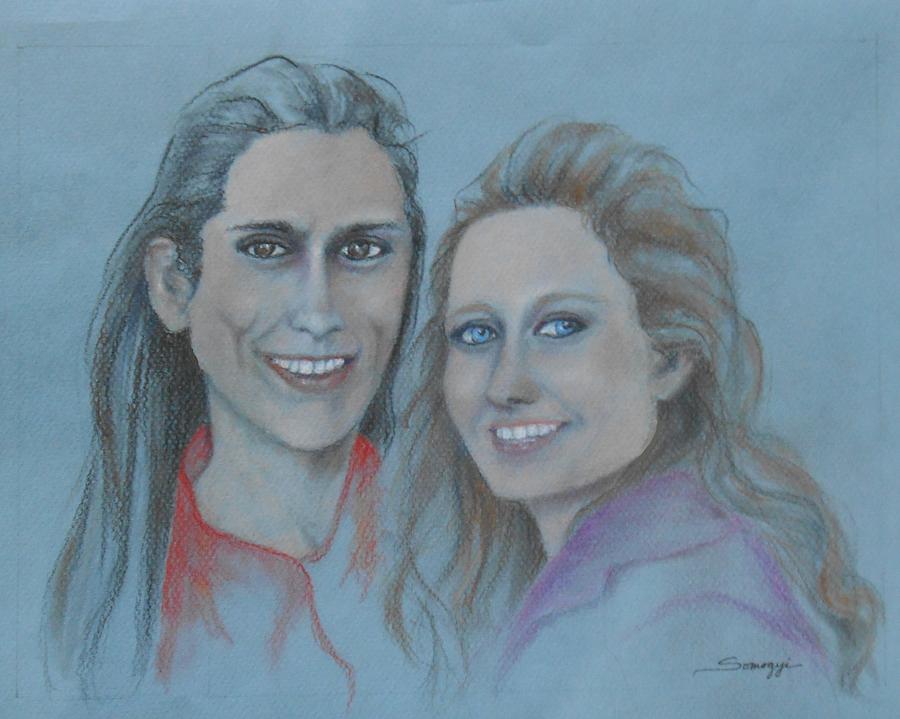 Deborah and Ruth -- Pastel Portrait of 2 Women Drawing by Jayne Somogy