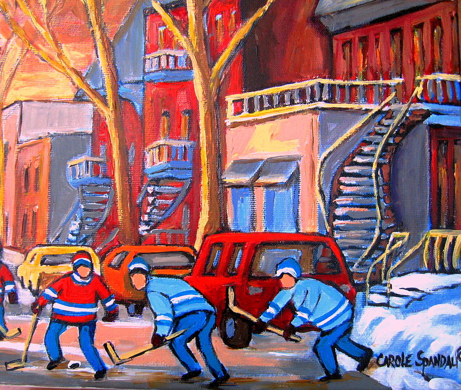 Hockey Painting - Debullion Street Hockey Stars by Carole Spandau