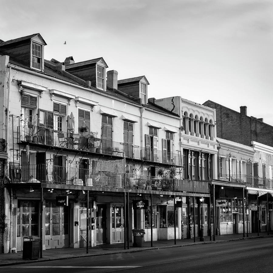 Decatur Street New Orleans In Black and White Photograph by Greg and Chrystal Mimbs