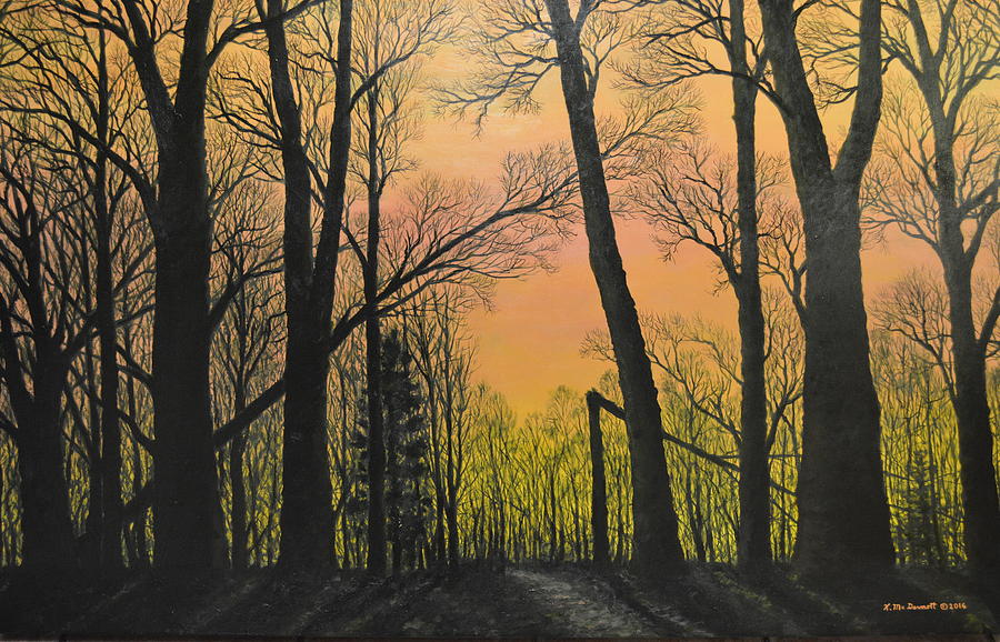 December Dusk - Northern Hardwoods Painting by Kathleen McDermott