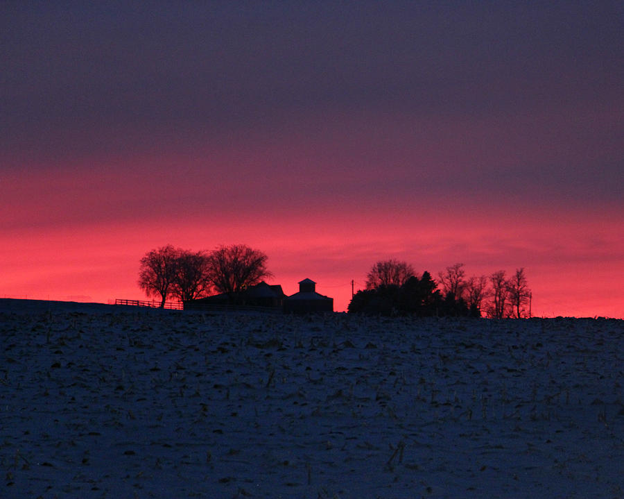 December Farm Sunset Photograph by Kathy M Krause