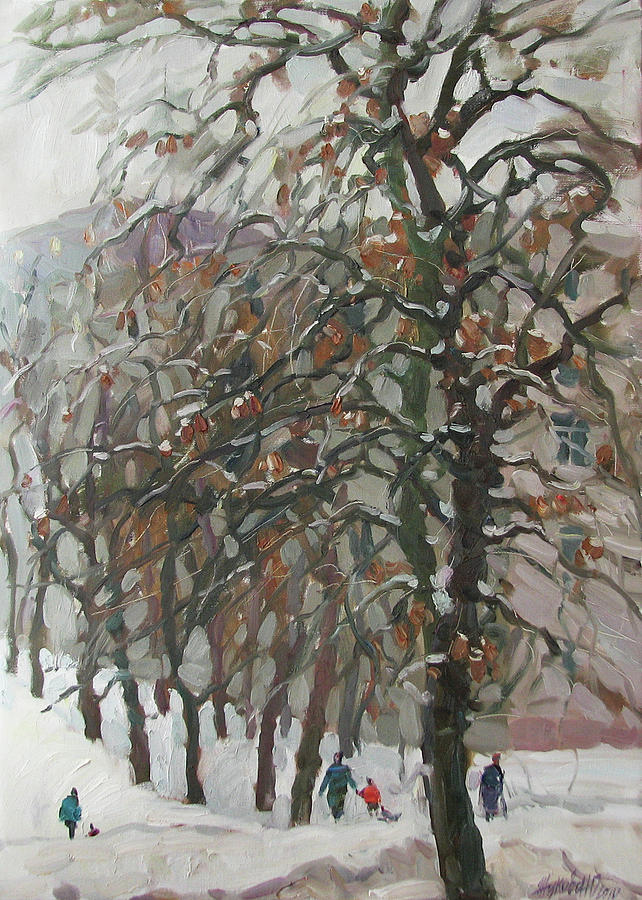 December Painting by Juliya Zhukova
