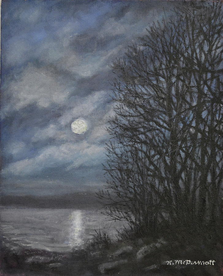 December Moonlight Painting by Kathleen McDermott