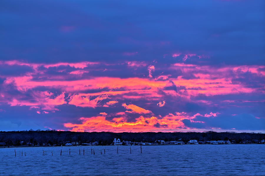 December Sky, Noyack Bay Photograph by Steve Gravano