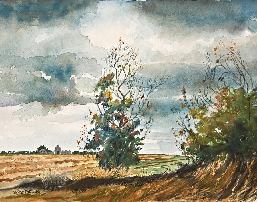 Landscape Painting - December Storm Breaking by Dolores Mitchell