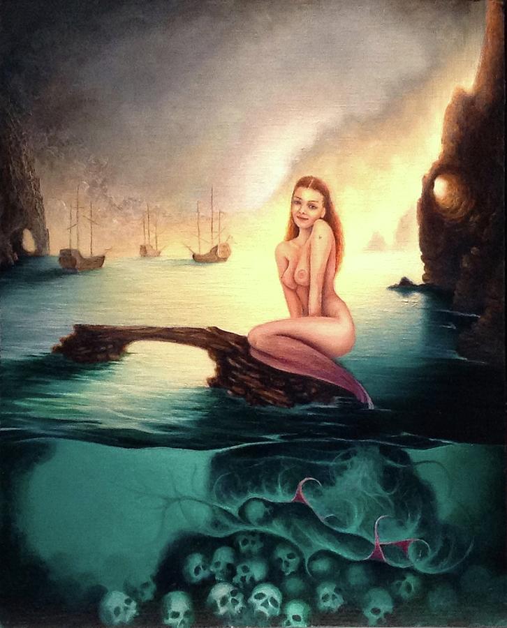 Mermaid Painting - Deception Cove  by Sean Taber