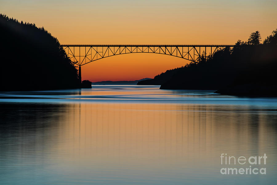 Bridge Photograph - Deception Pass Bridge Sunset Tranquility by Mike Reid