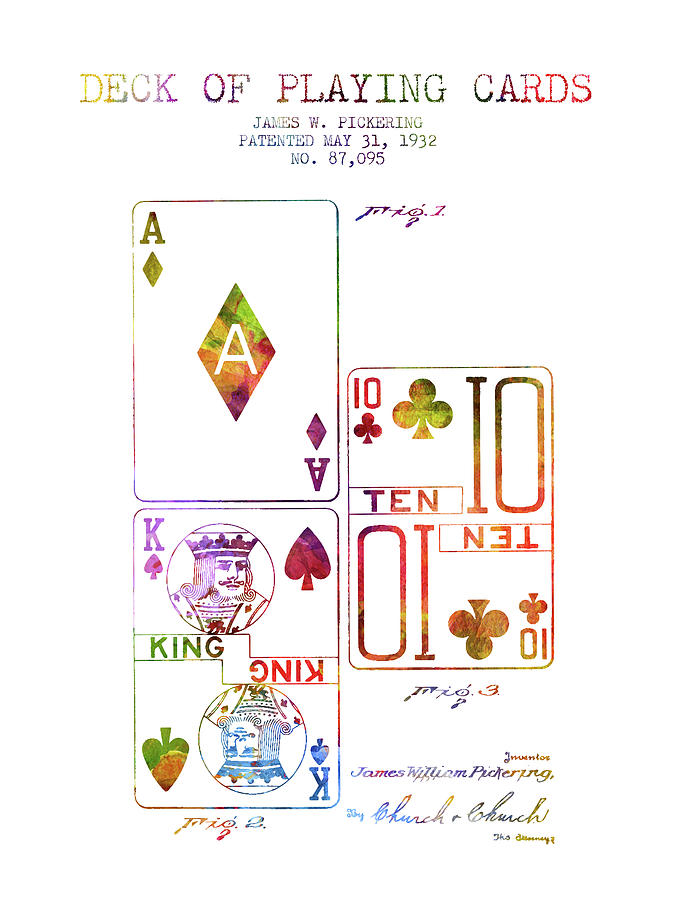Las Vegas Digital Art - Deck Of Playing Cards Patent from 1932 - Charcoal by Aged Pixel
