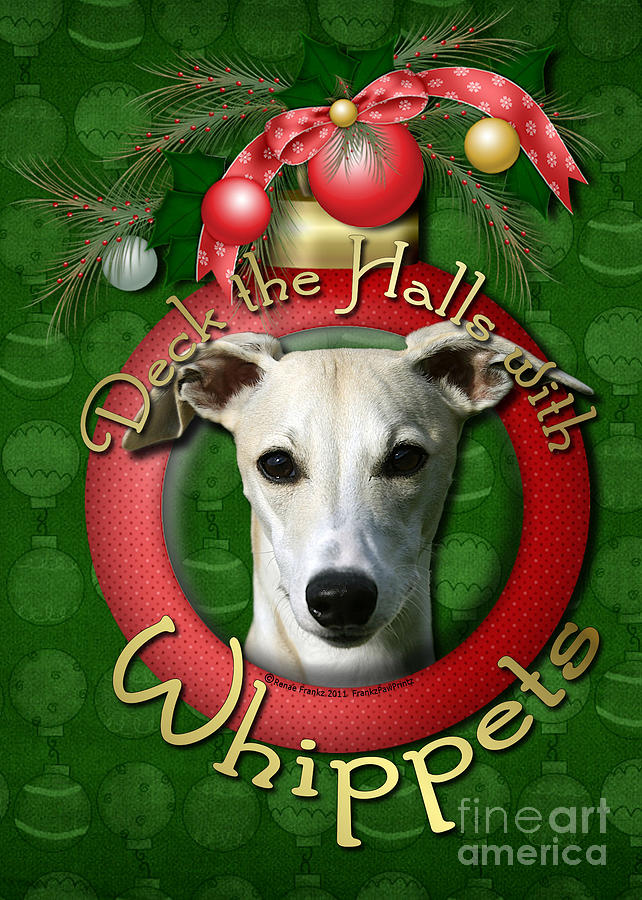 Christmas Digital Art - Deck the Halls With Whippets by Renae Crevalle