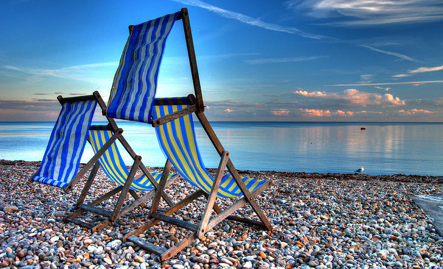 Beer Photograph - Deckchairs on the Shingle by Rob Hawkins