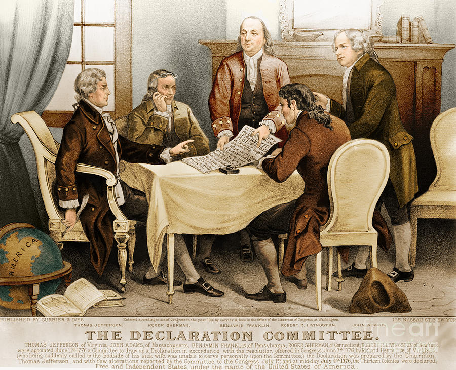 Currier And Ives Photograph - Declaration Committee 1776 by Photo Researchers