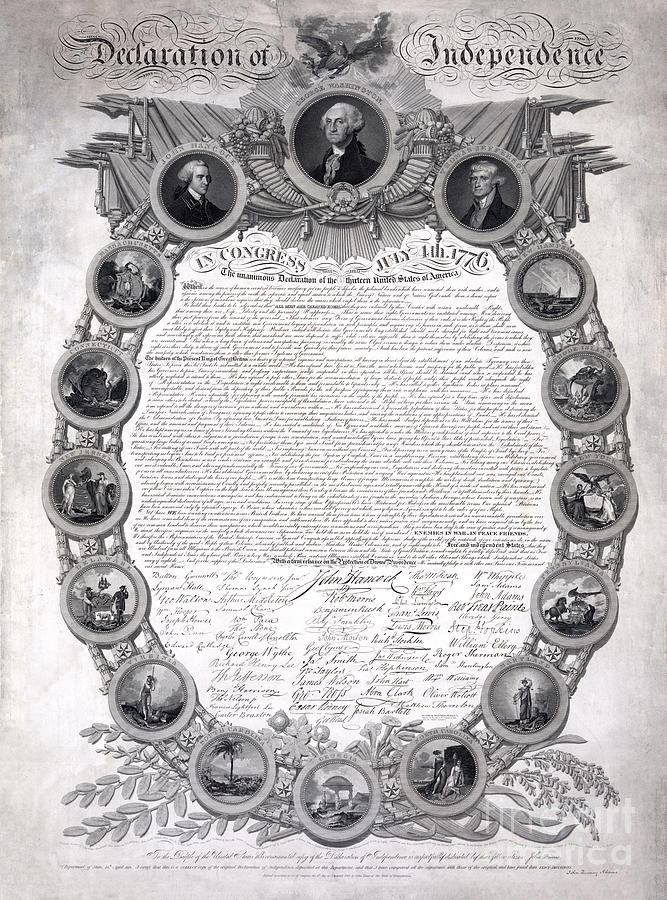 Declaration of Independence 1819 Poster Partially Restored Drawing by