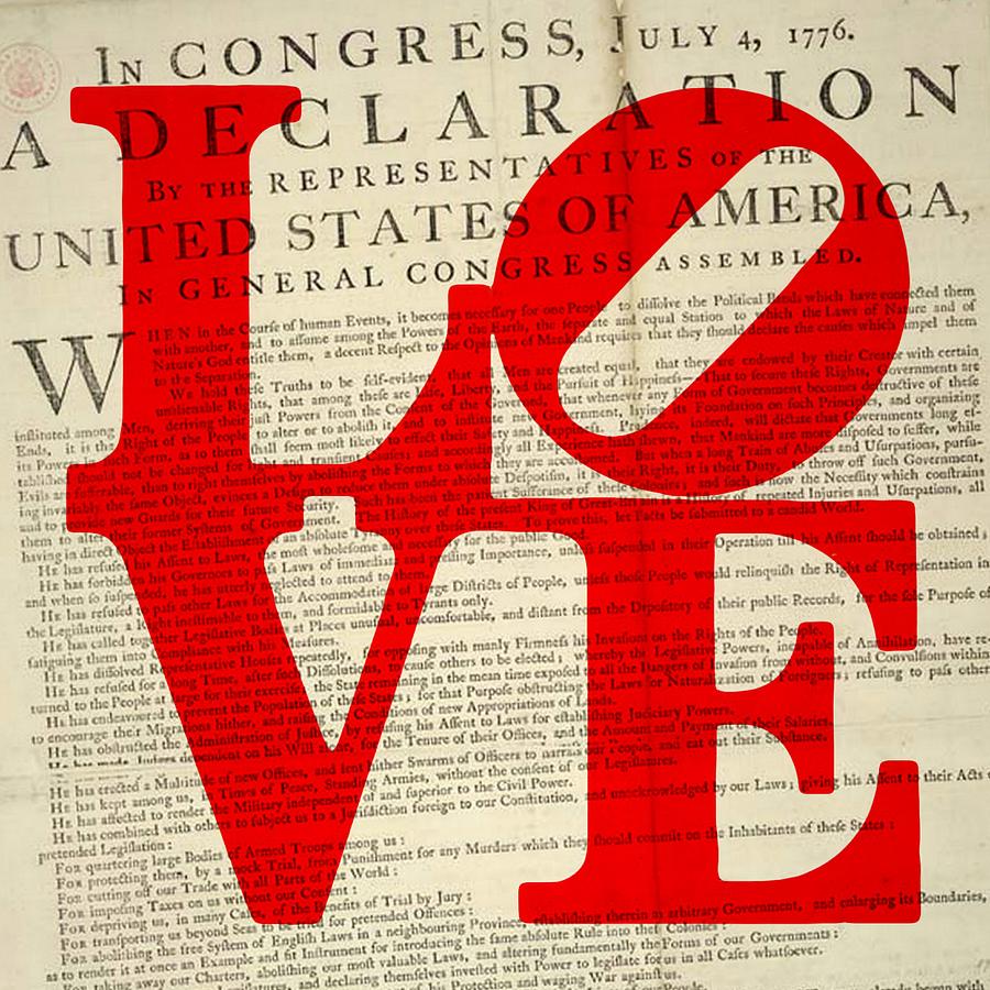 Philadelphia Digital Art - Declaration of Independence LOVE by Brandi Fitzgerald