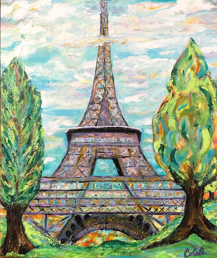 Declaring Springtime and New Beginnings Over Paris Painting by Coco Olson