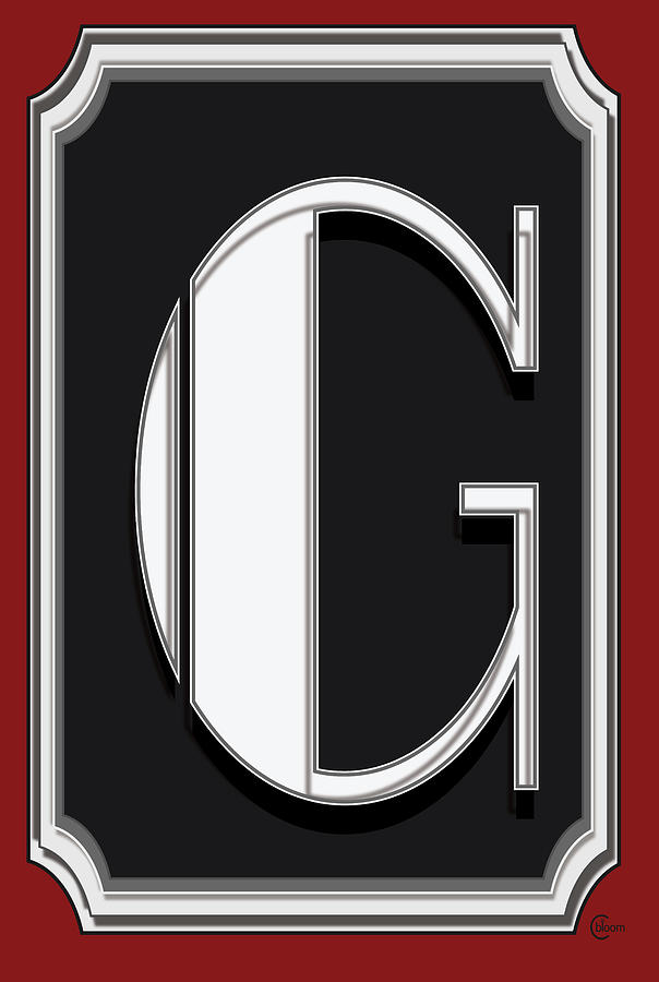 Cafe Marquee Monogram BOLD initial G Digital Art by Cecely Bloom