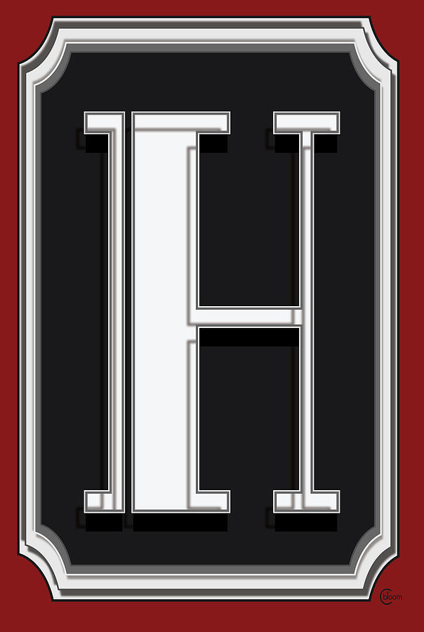 Cafe Marquee Monogram BOLD initial H Digital Art by Cecely Bloom