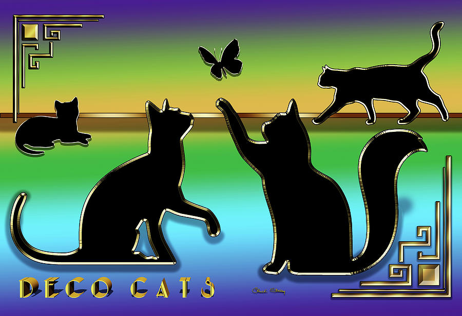 Deco Cats - Group Two Digital Art by Chuck Staley