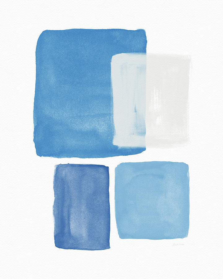 Abstract Painting - Deconstructed Blue Gingham 2- Art by Linda Woods by Linda Woods