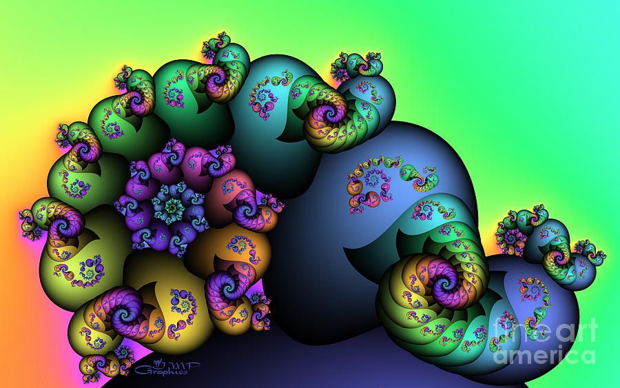 Abstract Digital Art - Decorated Snail by Jutta Maria Pusl