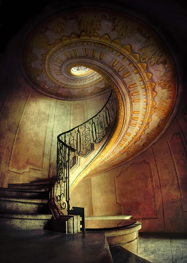 Decorated spiral staircase  Photograph by Jaroslaw Blaminsky