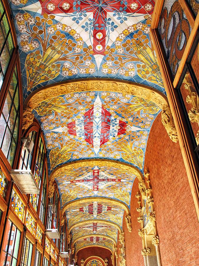 Decorative Ceiling at Sant Pau Photograph by Dave Mills