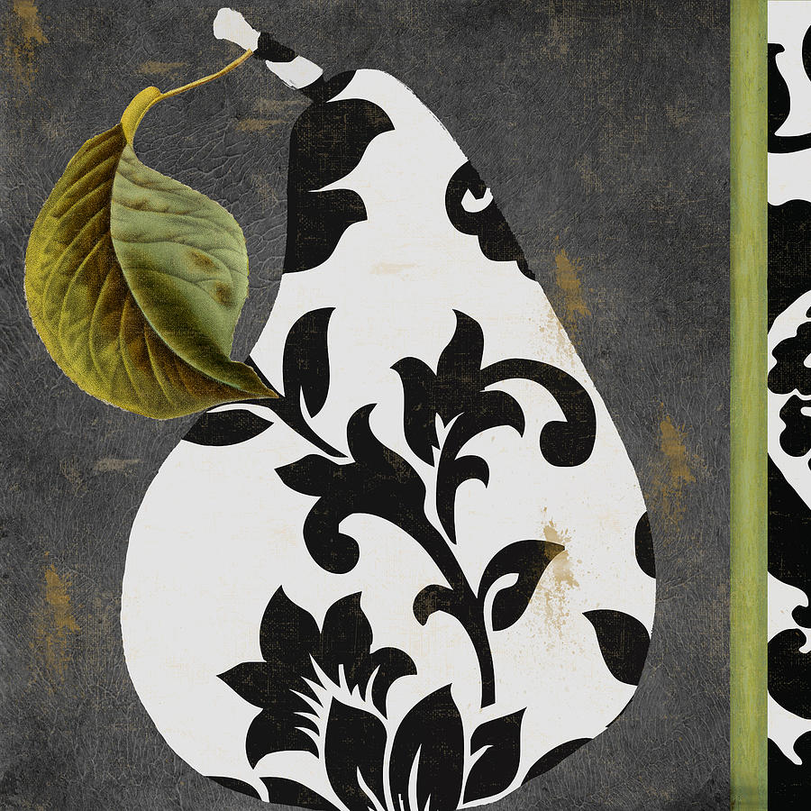 Pear Painting - Decorative Damask Pear I by Mindy Sommers