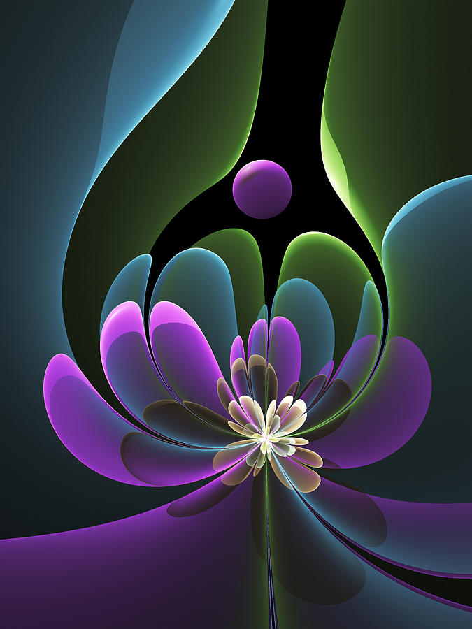Decorative Flower Fractal Digital Art by Gabiw Art