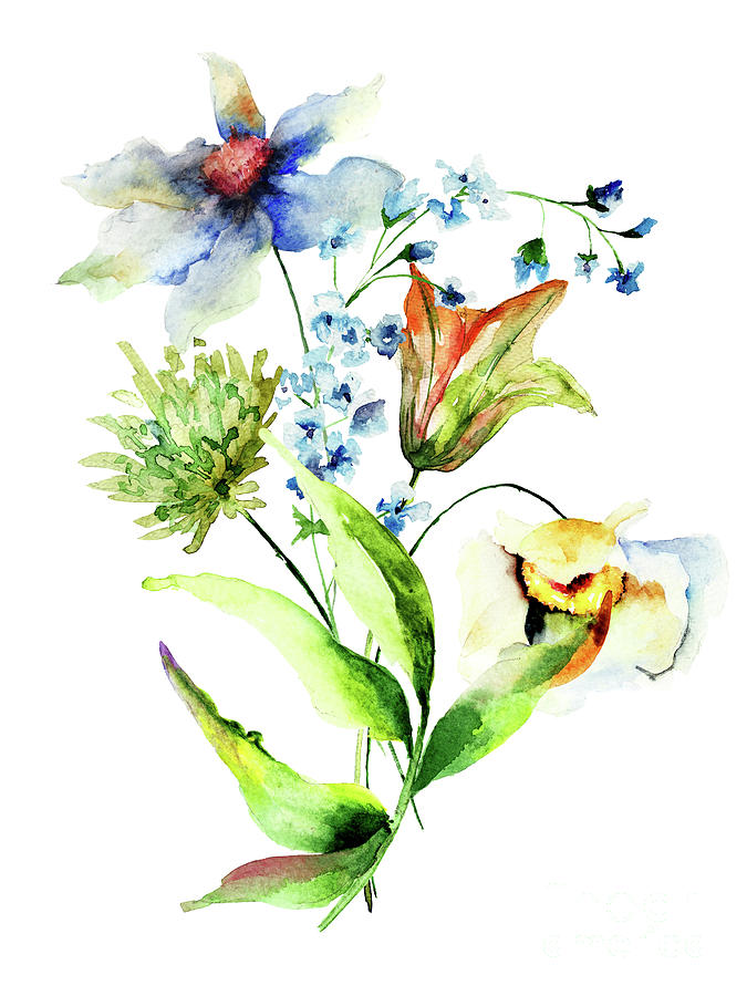 Decorative flowers Painting by Regina Jershova