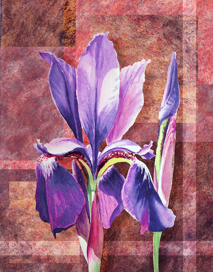 Decorative Iris Painting by Irina Sztukowski