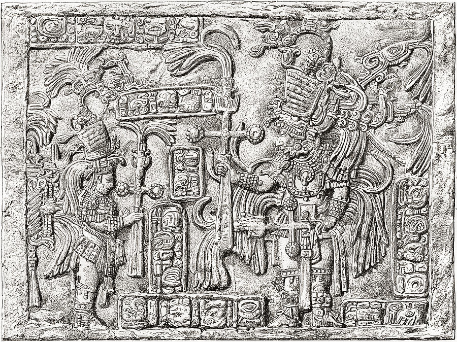 Mayan Drawing - Decorative Lintel From The Ancient by Vintage Design Pics