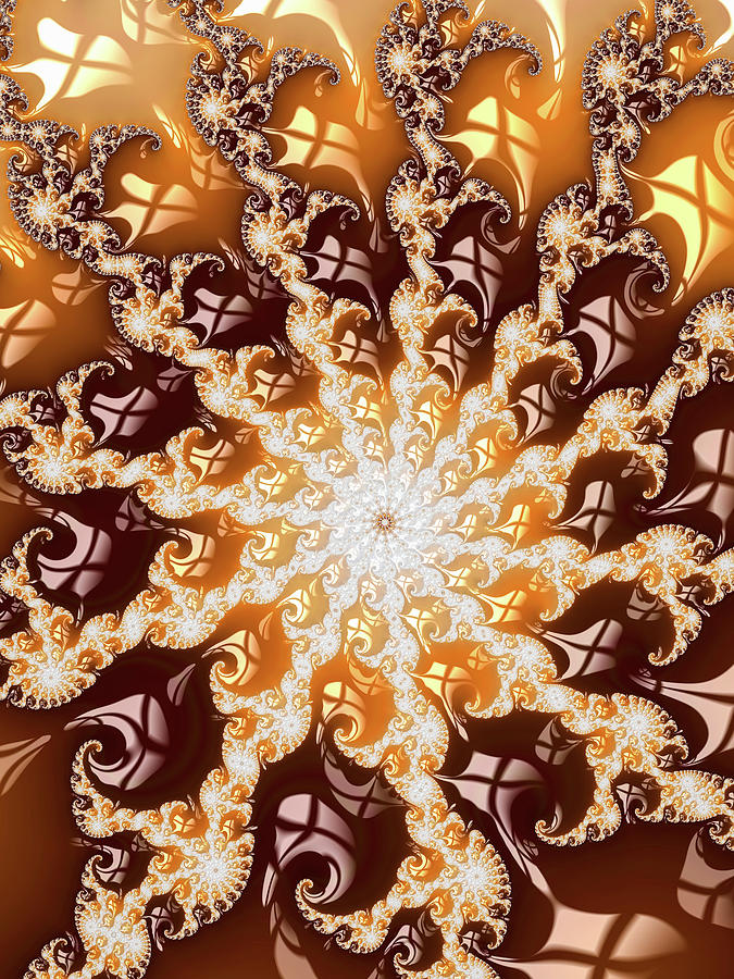 Decorative luxe fractal art golden and brown Digital Art by Matthias Hauser