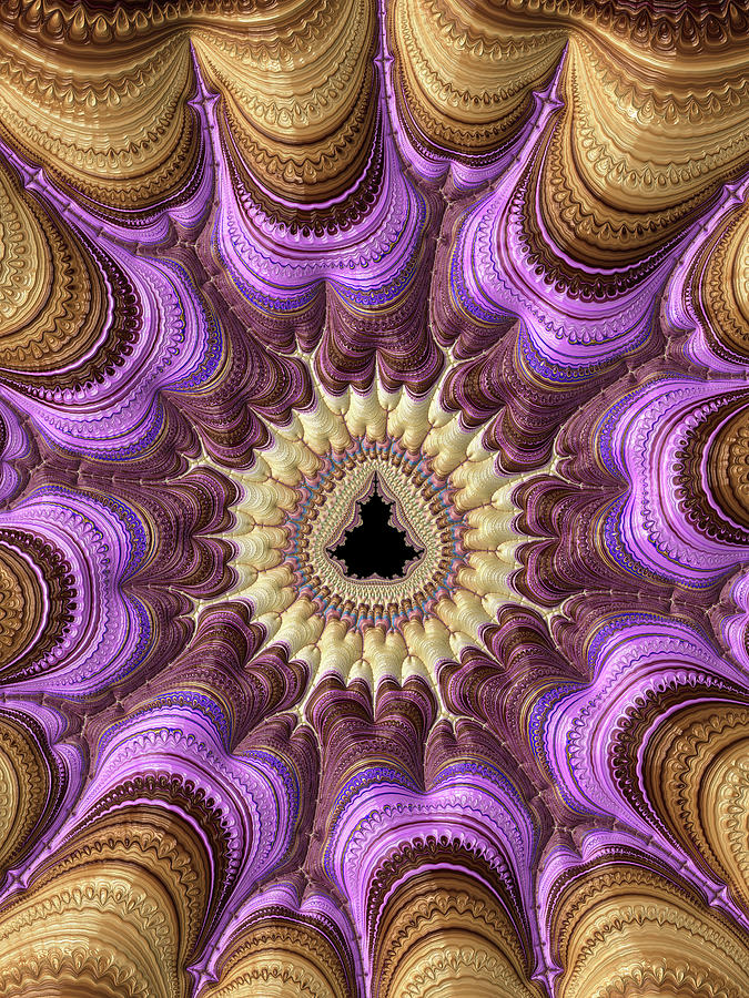 Decorative Luxe Mandelbrot Fractal purple gold Digital Art by Matthias Hauser