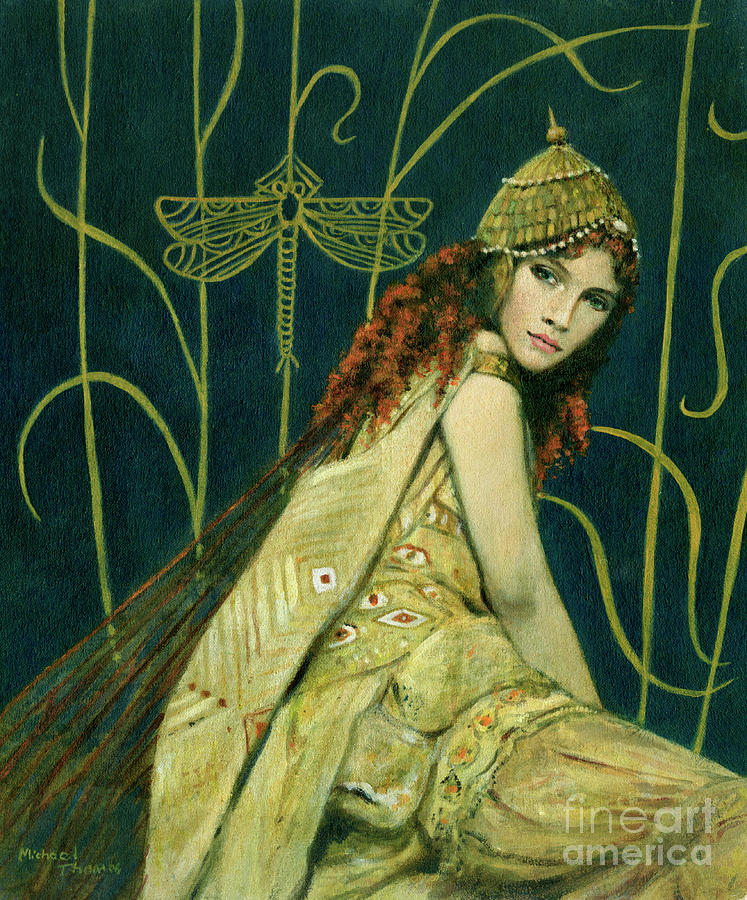 Decorative Nymph Painting by Michael Thomas