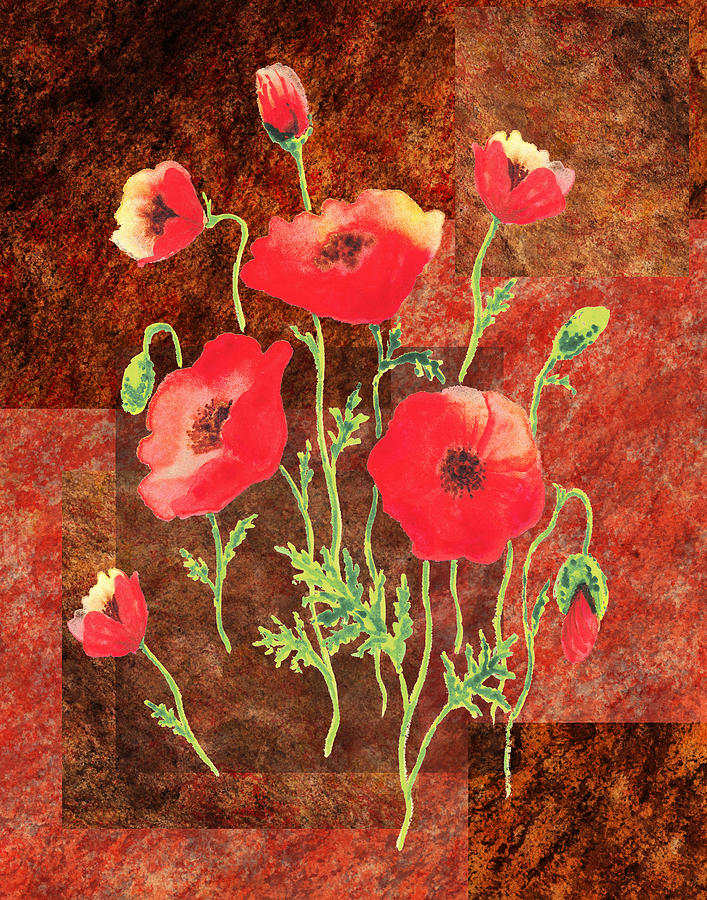 Poppy Painting - Decorative Poppies by Irina Sztukowski
