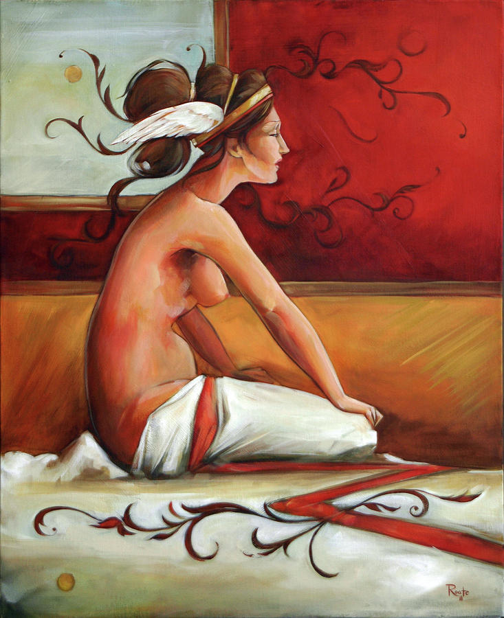 Decorative Red Mercury Painting by Jacqueline Hudson