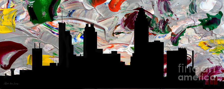 Decorative Skyline Abstract  Atlanta T1115G Painting by Mas Art Studio