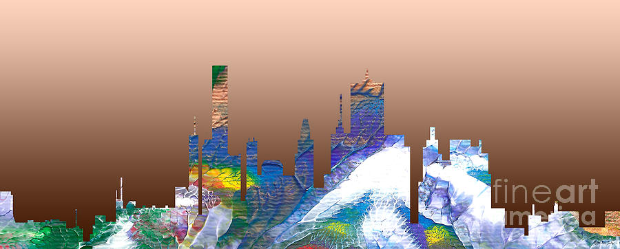Decorative Skyline Abstract  Houston T1115C Painting by Mas Art Studio