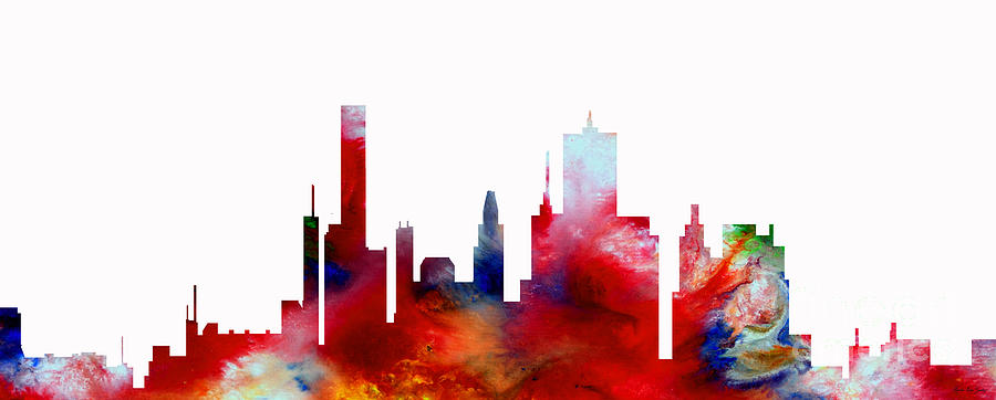 Decorative Skyline Abstract  Houston T1115D Painting by Mas Art Studio
