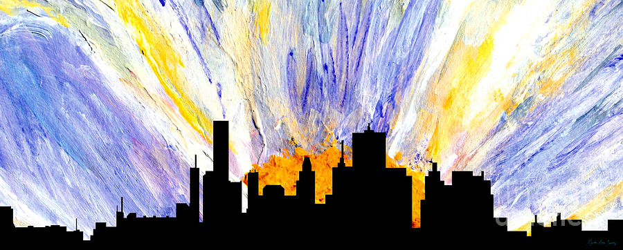Decorative Skyline Abstract  Houston T1115V1 Painting by Mas Art Studio