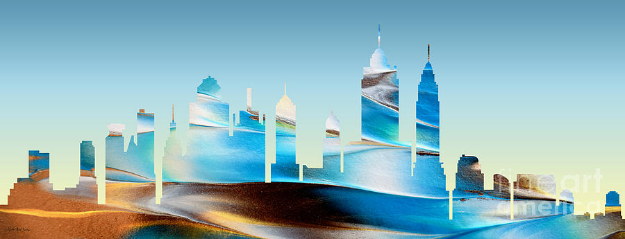 Decorative Skyline Abstract New York P1015B Painting by Mas Art Studio