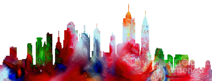 Decorative Skyline Abstract New York P1015C Painting by Mas Art Studio