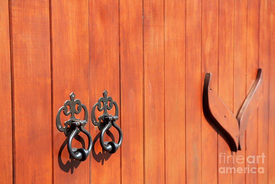 Decorative Wooden Doors With Iron Knocker Photograph