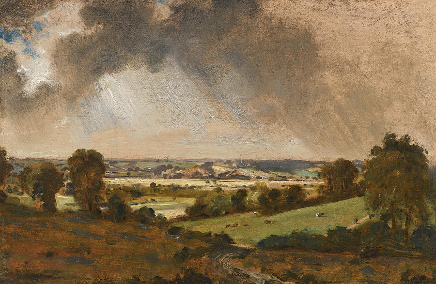 Dedham Vale. View to Langham Church from the Fields just east of Vale Farm East Bergholt Painting by John Constable
