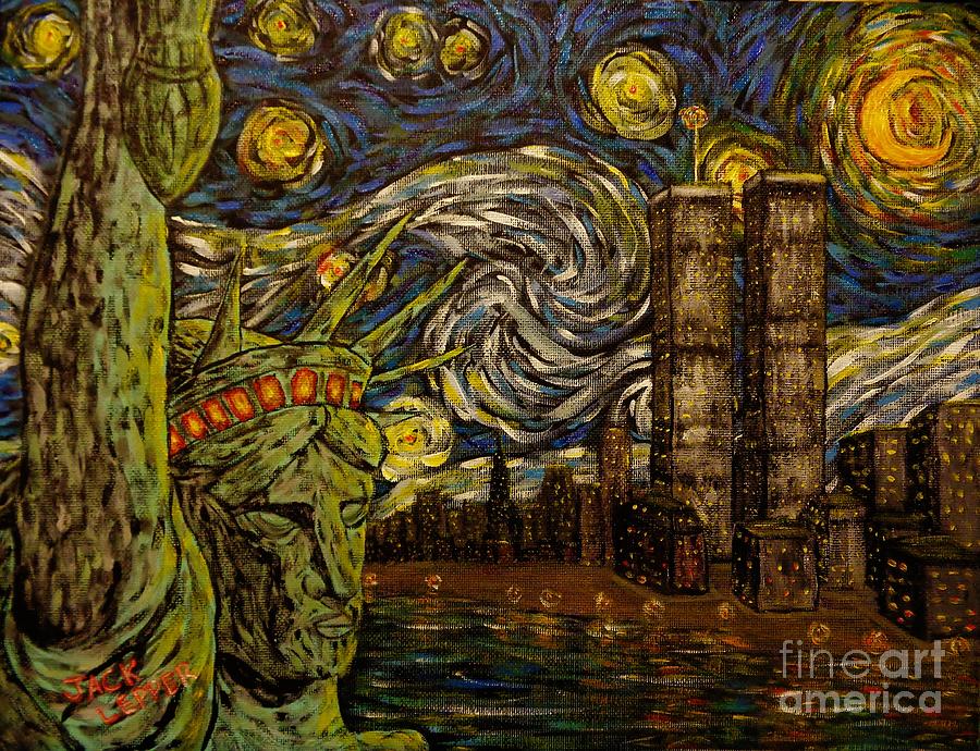 Dedication to Van Gogh NYC Starry Night Twin Towers The True Towers by Jack Lepper Dedication to Van Gogh NYC Starry Night Twin Towers The True Towers by Jack Lepper