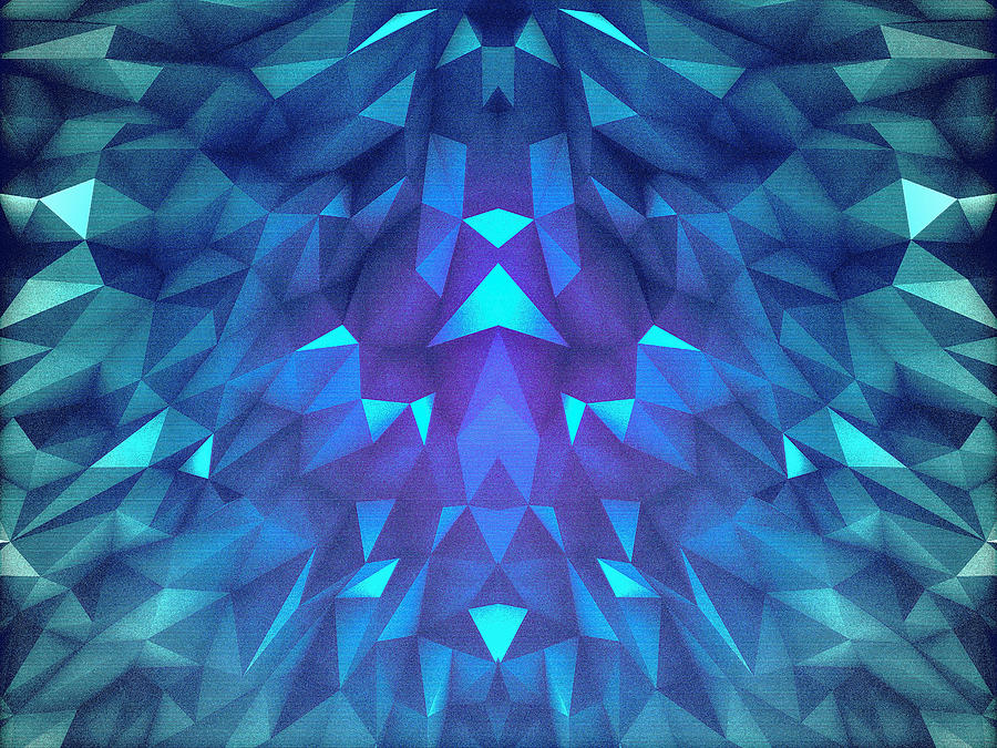 Deep Blue Collosal Low Poly Triangle Pattern  Modern Abstract Cubism  Design Digital Art